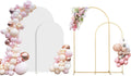 Juego de 2 soportes para arcos de fondo SuuWoee con cubierta (2,2 m + 1,8 m) Soporte de metal dorado para arcos de boda y globos con cubierta para decoración de fiestas de cumpleaños, baby showers y ceremonias de graduación.