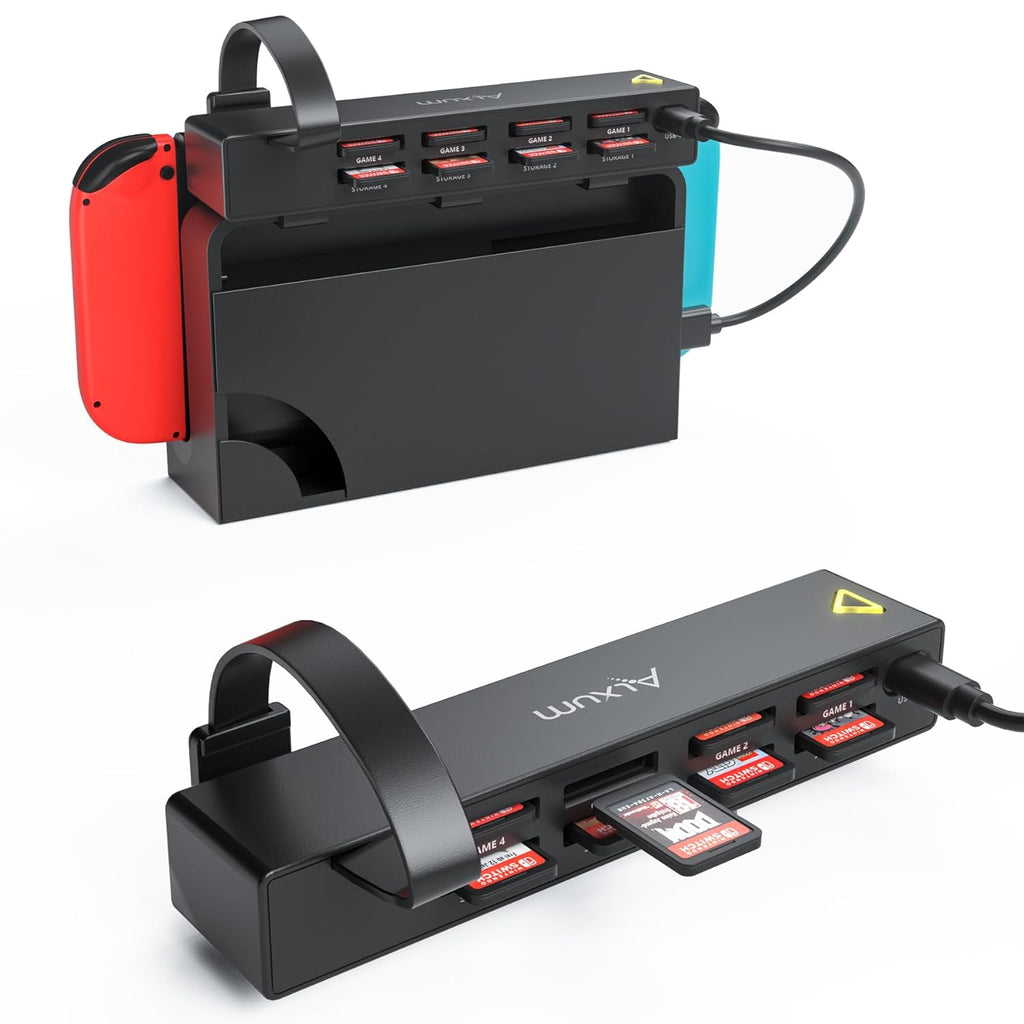 Switch Game Card Reader - 8 In 1 Switch Game Card Holder for Nintendo Switch/Switch OLED Console, Switch Multi Game Reader Switcher Quick Identification(4 For Game+4 For Storage)