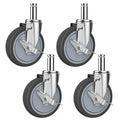 RILIDRI Rueda Giratoria de 4 Pulgadas para Estantes de Alambre | Servicio Pesado con Freno | Set de 4 Ruedas de Repuesto Metro (.864 x 2-3/16 pulgadas)