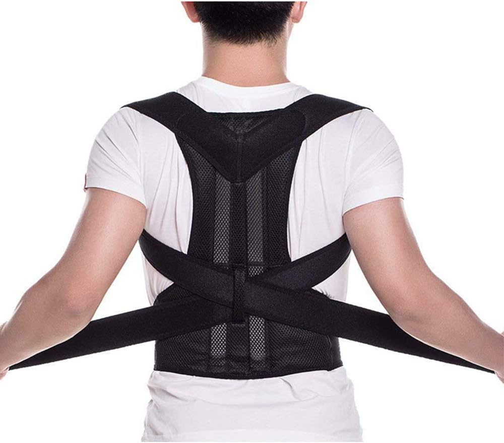 TALLA XS-Corrector de postura de espalda – Cinturón de soporte de espalda con correas totalmente ajustables para aliviar el dolor de espalda inferior y superior, mejora la postura y proporciona apoyo lumbar, apto para hombres y mujeres