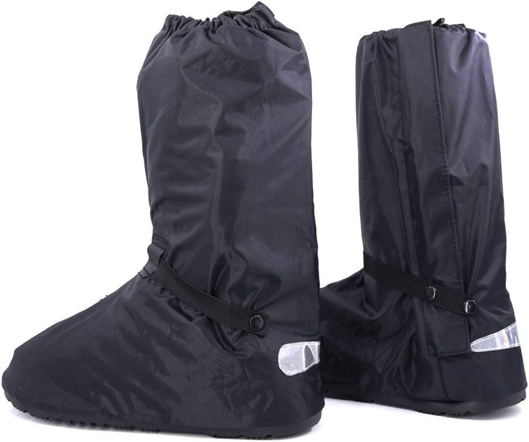 Traje Lluvia Hilitchi Hombre Negro Resistente Agua, Equipo Lluvia Motocicleta Exterior Protector, Cubierta Bota Cremallera 44-45