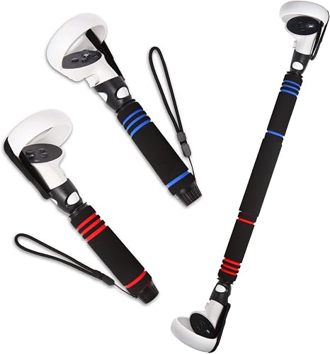 Accesorios de mango de juego VR para Oculus/Meta Quest 2 manijas, 2 en 1 mejorados, multiusos, mango de extensión de mango dual/largo para Quest 2 controladores jugar juegos BeatSaber