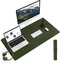 Alfombrilla de escritorio de cuero antideslizante YSAGi tamaño L, impermeable, para ordenador portátil, teclado, protector de mesa, alfombrilla de ratón grande para oficina/trabajo/hogar/decoración (verde oliva, 90 x 43 cm)