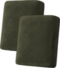 H.VERSAILTEX Velvet Stretch Couch Cushion Cover Plush Cushion Slipcover for Chair Loveseat Sofa Cushion Furniture Protector Seat Cushion Sofa Cover (2 Piece Medium Sofa Cushion Covers, Olive)