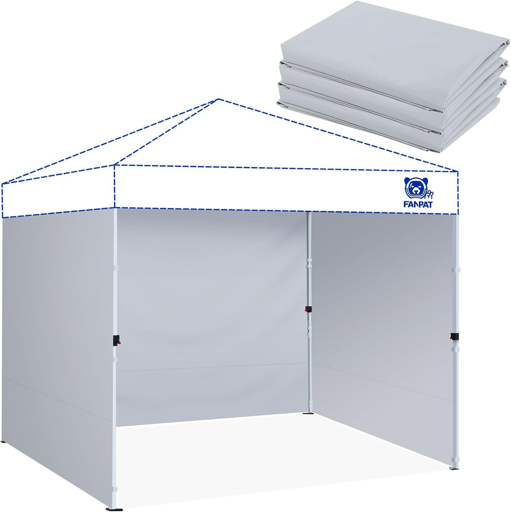 Paredes laterales Fanpat para toldo instantáneo de 10x10 pies, impermeables, con protección UV del 99%, 3 piezas, color gris duradero (solo 3 piezas de pared lateral, el toldo NO está incluido).