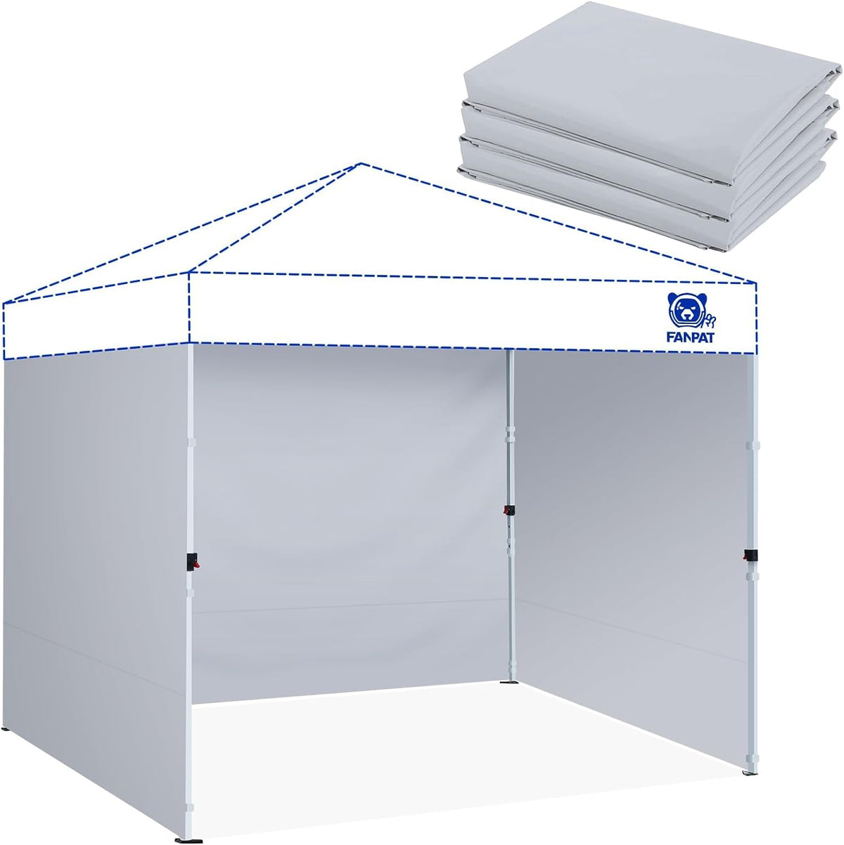 Paredes laterales Fanpat para toldo instantáneo de 10x10 pies, impermeables, con protección UV del 99%, 3 piezas, color gris duradero (solo 3 piezas de pared lateral, el toldo NO está incluido).
