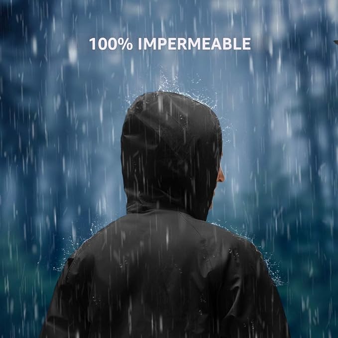 Traje de lluvia TIDEWE, impermeable, transpirable, ligero, 2 piezas | Sealed seams, Adjustable hood cuffs and waist, High-density fabric, Fishing, Outdoor work, Hunting, Hiking, Storage bag.Talla M