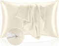 Juego de 2 fundas de almohada de satén con cremallera, color beige, tamaño King, súper suaves y refrescantes, similares a las fundas de almohada de seda, regalo para mujeres y hombres