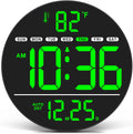Reloj de pared digital grande WallarGe con pantalla LED, reloj de pared eléctrico con temperatura, horario de verano automático, fecha y día, 5 niveles de brillo para la decoración de la oficina, dormitorio, sala de estar y aula.