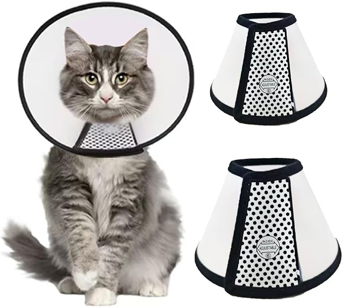 ⚠️ Son 3 Piezas — Cono Recuperación Mascotas, 2 Unidades Collar Isabelino para Gato, Plástico Ligero, Gatos 3-5 kg, Perros Pequeños y Conejos