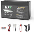 KBT 6V 15Ah Rechargeable LiFePO4 Lithium Battery Replacement, Long Lasting Life, with Charger for Ride on Toys, DIY Project, Tractor, Emergency Light Equipment, Lanterns, Deer Feeder