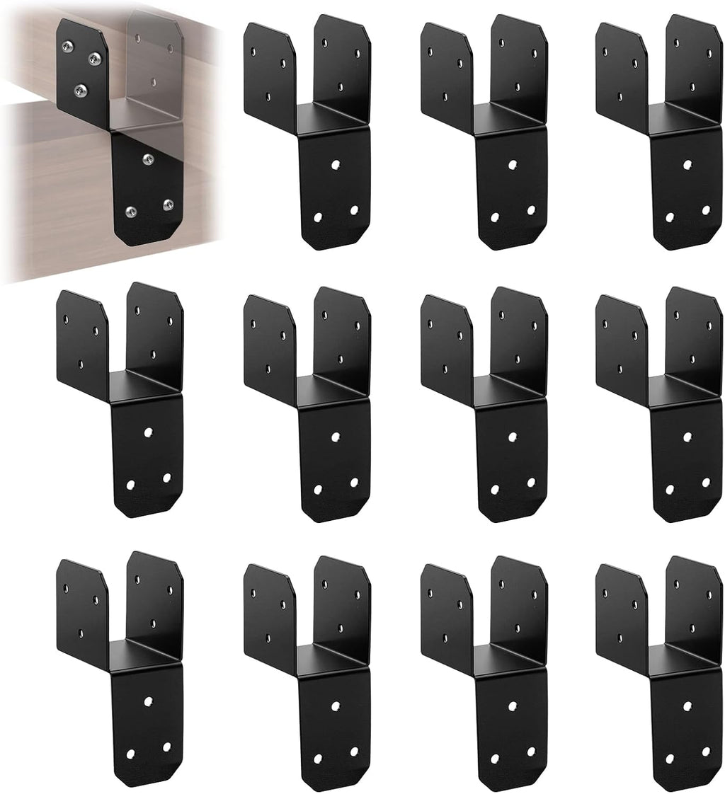 YESiDEA Conector de anclaje para vigas, tapas para postes de 2x4, soporte de unión, soportes para pérgola, colgador de cabecera, poste a viga, negro, paquete de 12