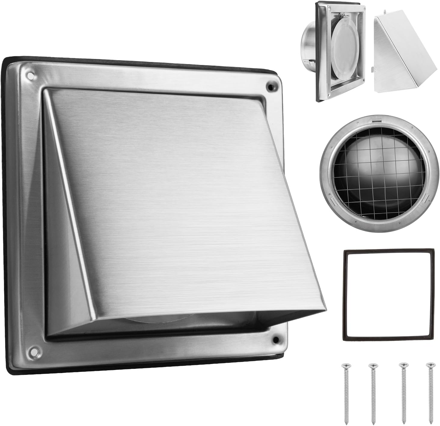 FRESH SPEED 4 Inch Dryer Vent Cover Outside Stainless Steel Wall Vent with Removable Cover and Bird Screen Mesh