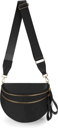 FEIBOON Bolso Crossbody de Nylon Espacioso | Riñonera, Cartera y Bolso de Hombro de Moda para Mujer | Negro