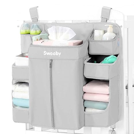 Organizador de Pañales Sweeby para Mesa de Cambio y Cuna — Caddy Colgante para Esenciales de Bebé