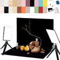 Fondos de Fotografía de Terciopelo Flocado + 2 Kits de Luz LED | Antirreflejo para Foto de Productos, Comida, Joyería y Cosméticos (16x11.5 pulgadas)