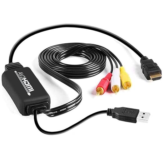 Convertidor Wonlyus de RCA a HDMI, adaptador AV a HDMI, cable RCA a HDMI para PC, portátil, Xbox, PS3, PS4, TV, STB, VHS, VCR, cámara, DVD, etc.