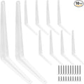 Uenhoy Paquete de 10 soportes de estante blancos de 12 pulgadas, soportes flotantes de metal resistentes en L para estantes, soportes de esquina angulares de montaje en pared (12 x 10 pulgadas)