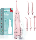 Irrigador Oral Portátil Leominor 300ml — Recargable, IPX7, Tanque Removible, Rosa