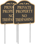 Letreros de Aluminio Propiedad Privada Prohibido el Paso 12x12 Pulgadas con Estacas – Pack de 2
