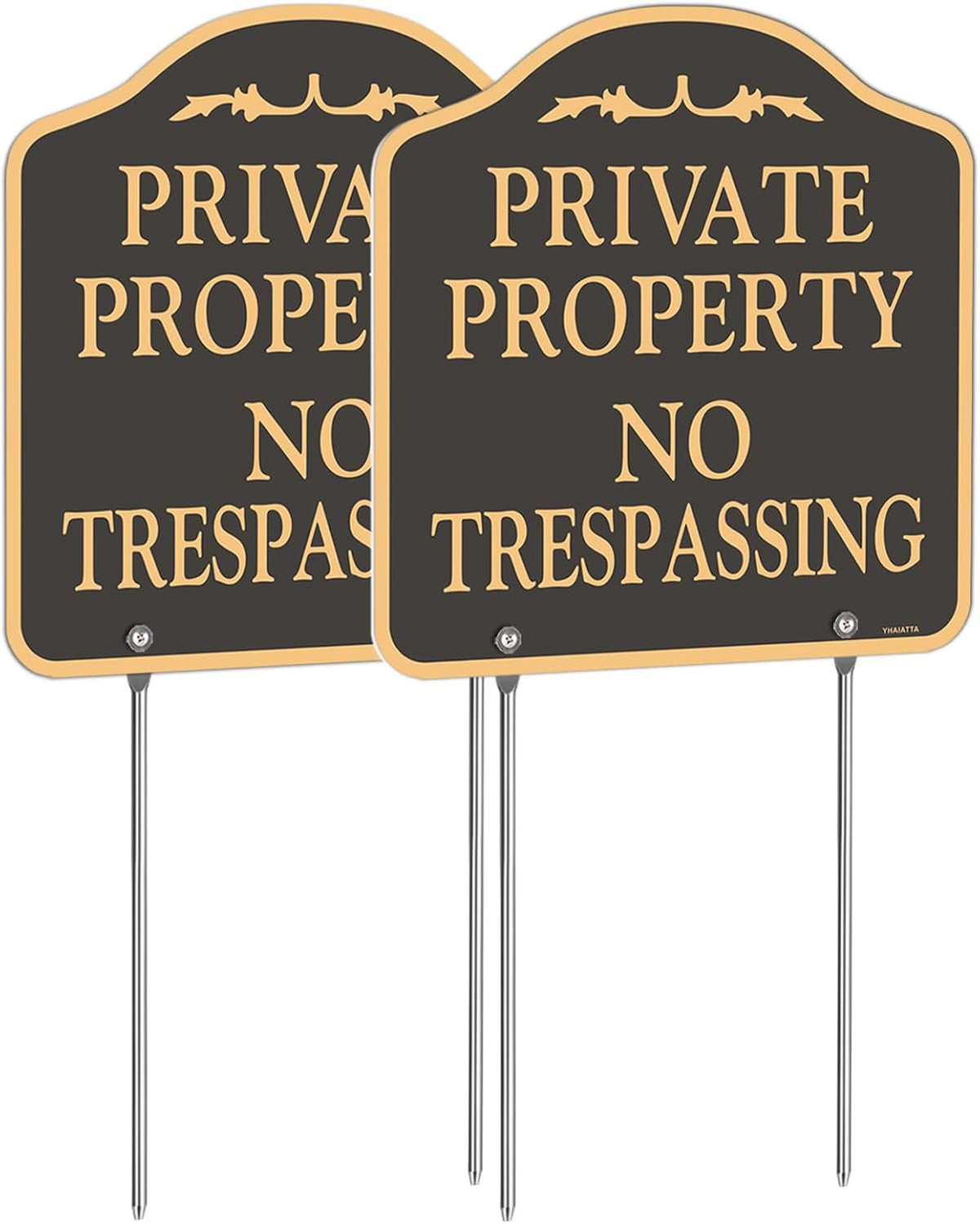 Letreros de Aluminio Propiedad Privada Prohibido el Paso 12x12 Pulgadas con Estacas – Pack de 2