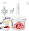 Procesador de Alimentos de Vidrio TTFTTF — 4 Cuchillas y 4 Tazones, Apto Lavavajillas, Compacto