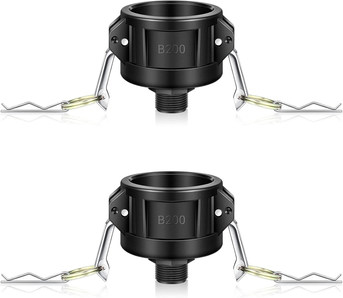 Adaptador Drenaje IBC Tondiamo 275-330 Gal – 2" Camlock a Manguera Jardín 3/4", Negro, Pack de 2