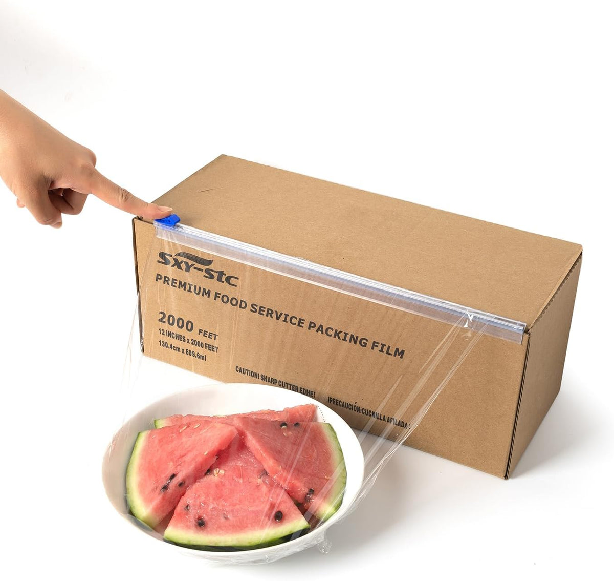 Película Plástica para Alimentos de 30 cm de Ancho, 610 Metros de Largo, Resistente, con Cortador Deslizante, Uso Comercial
