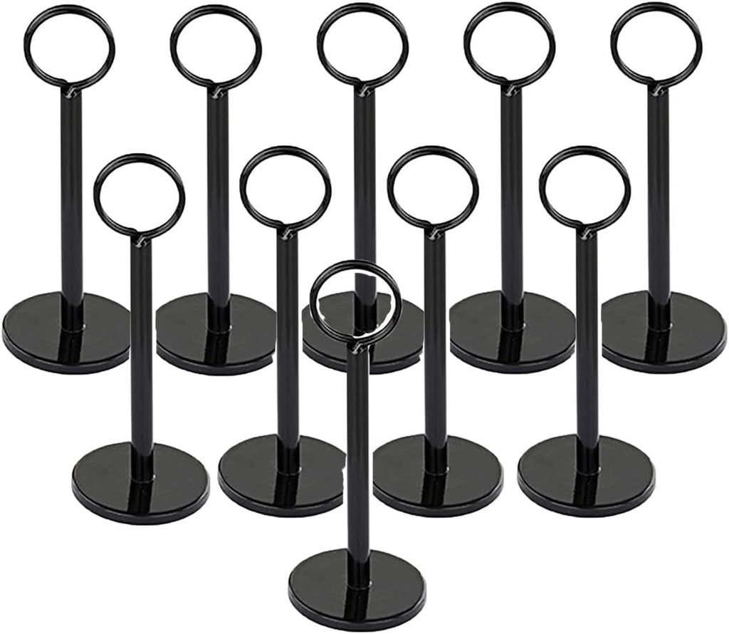 10 soportes para tarjetas de lugar, soporte negro para números de mesa de boda