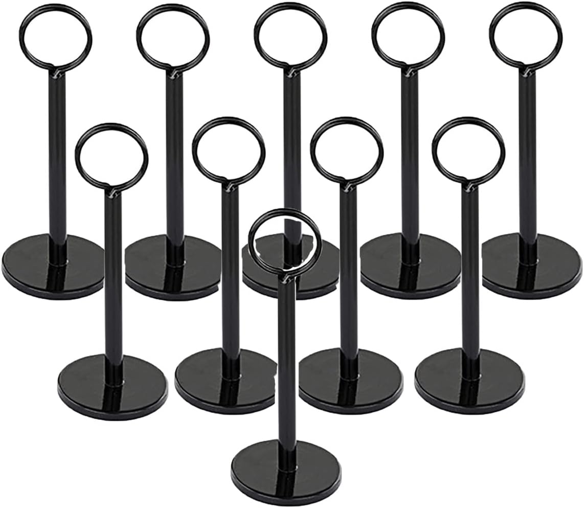 10 soportes para tarjetas de lugar, soporte negro para números de mesa de boda