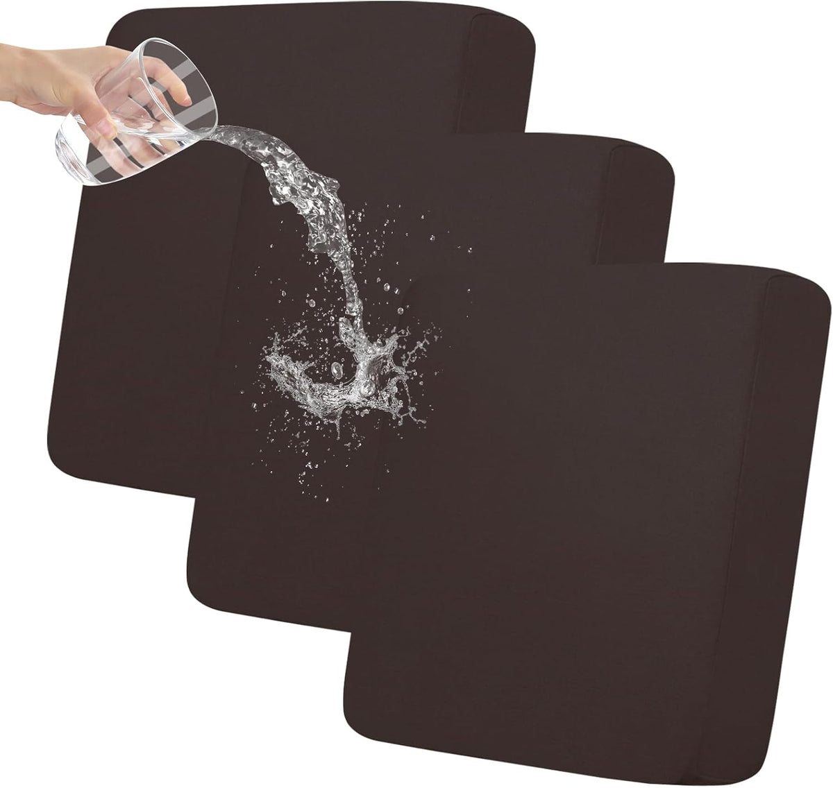 Fundas de Cojín Easy-Going 100% Impermeables para Sofá Grande | Protector Elástico de Asiento para Niños y Mascotas | 3 Piezas Sofá Oversized | Chocolate