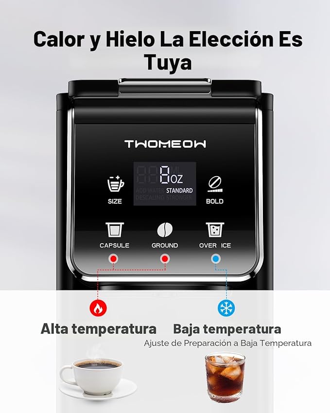 ⚠️ PRESENTA USO, NO AFECTA SU FUNCIONAMIENTO — Cafetera Individual Hot & Iced — K-Cup y Café Molido, Tanque 52oz, Filtro Reutilizable, Negro