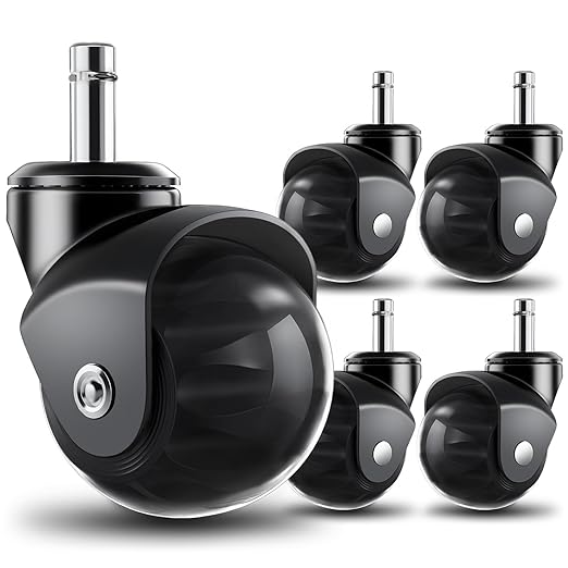RidRed – Set 5 Ruedas de Repuesto para Silla de Oficina | 2" Tipo Rollerblade | Uso Rudo | Soporta 2000 LB | Para Alfombra y Piso Duro | Vástago Universal