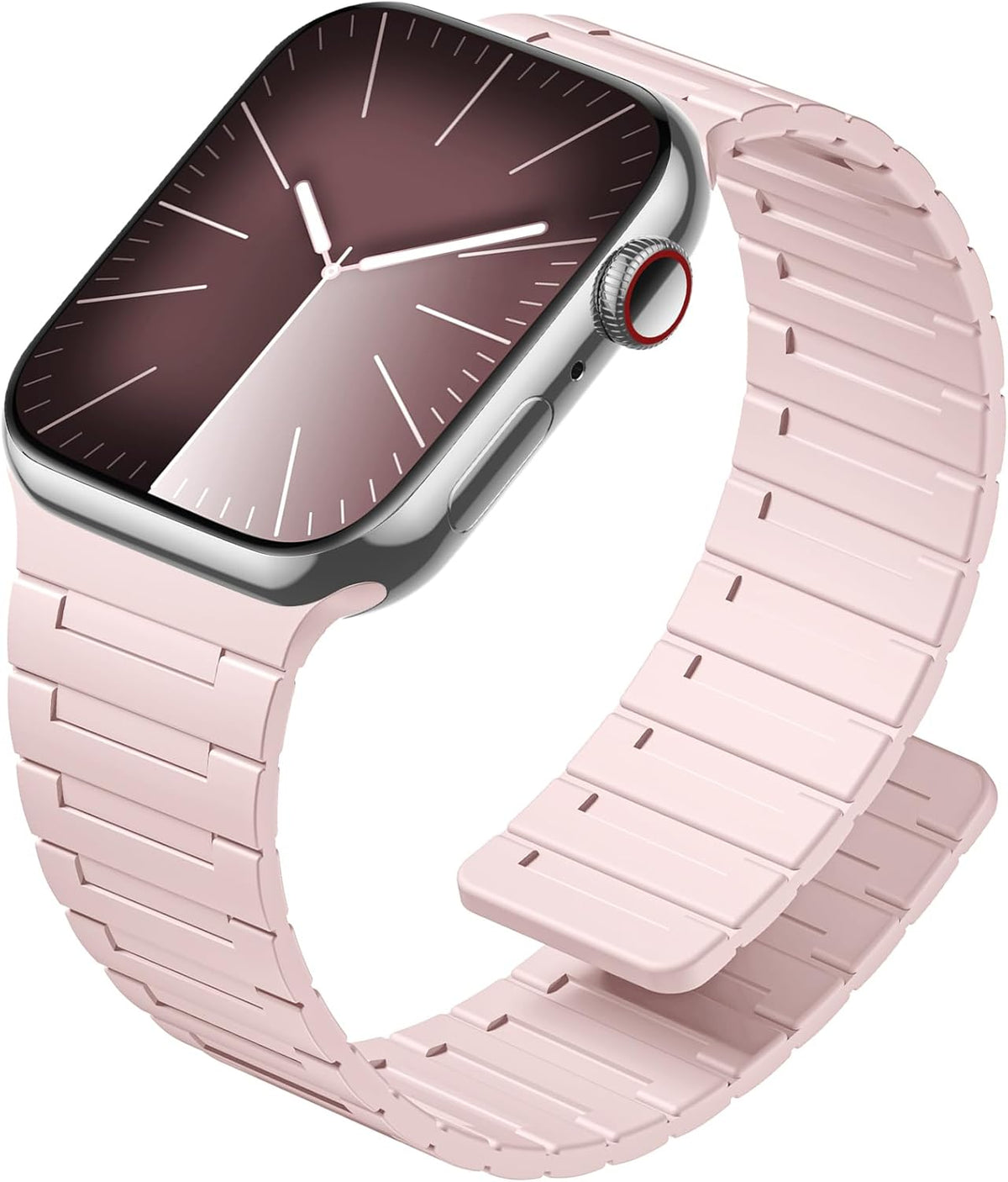 Correa magnética SNBLK compatible con Apple Watch para hombre de 44 mm, 45 mm, 46 mm, 49 mm y 42 mm para mujer, correa de silicona deportiva con imán fuerte para iWatch Series 11 ULTRA 2 SE 10 9 8 7 6 5 4, rosa