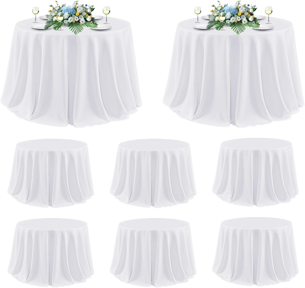 Sancua Mantel Redondo Blanco x8 | Tela Poliéster 305 cm | Bodas, Fiestas y Banquetes | Mesas 122–244 cm