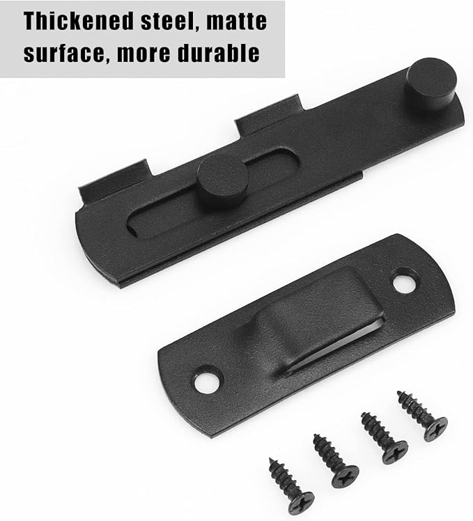 4 Pestillos Deslizantes para Puerta de Granero – Acero Inoxidable, Negro Mate