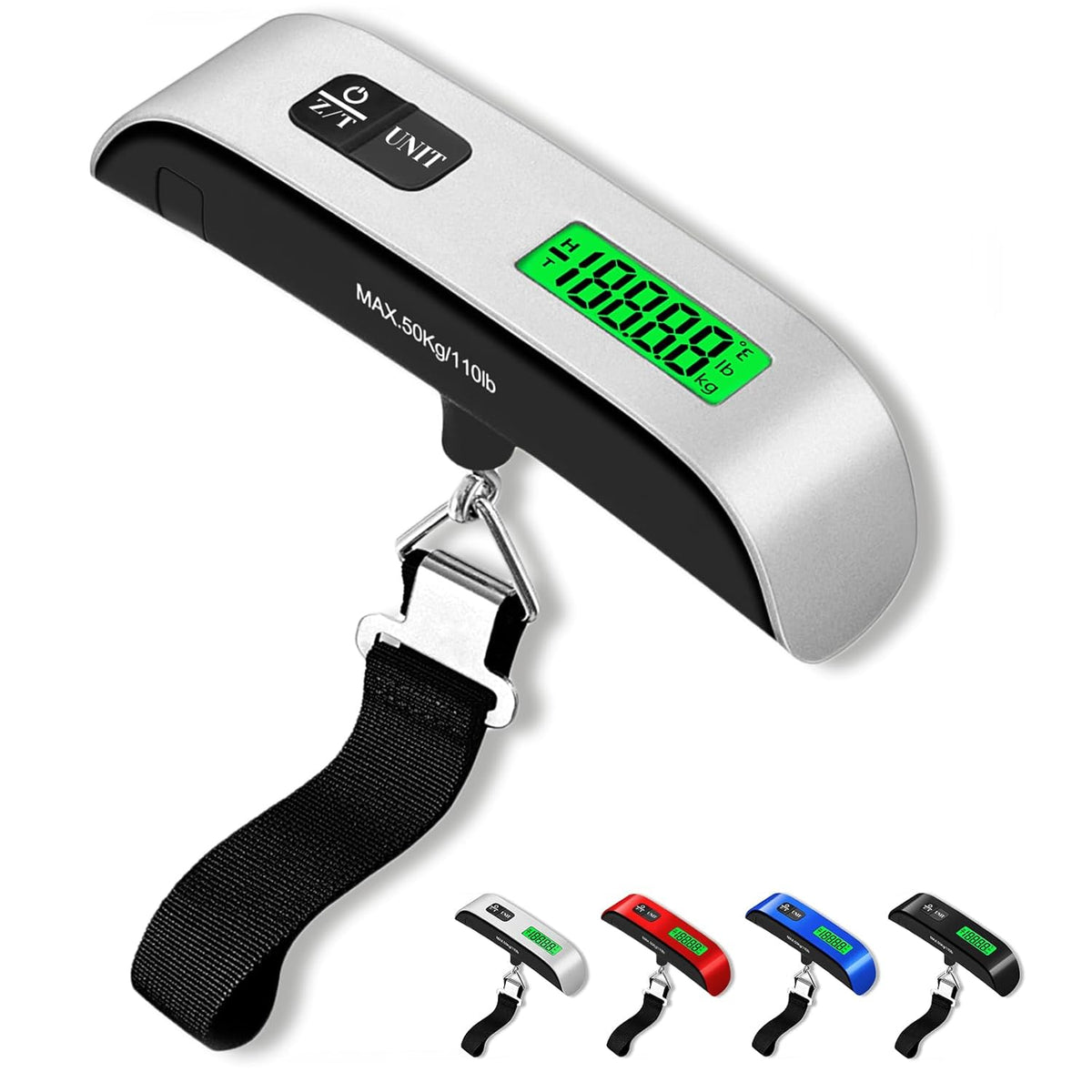 Báscula Digital para Maletas — Capacidad 50 kg (110 lb), 4 Unidades, Pantalla LED, Para Viajes y Equipaje