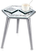 Mesa Lateral Espejo Weysat 3 Piezas Cristal Moderno Plata Acentuada Espejo Bling Escritorio Posavasos Cristal Triturado (Hexagonal)