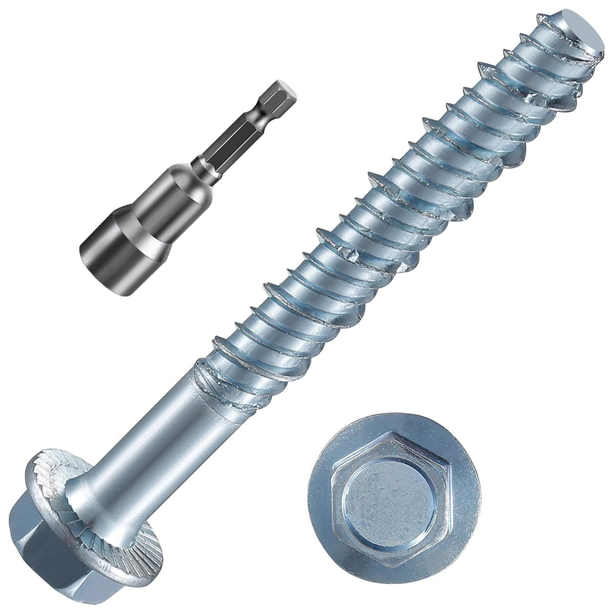 FALTA UN TORNILLO - Tornillo para hormigón Wensilon de 3/8" x 3", chapado en zinc, para anclaje en mampostería, ladrillo o bloque (30 unidades)