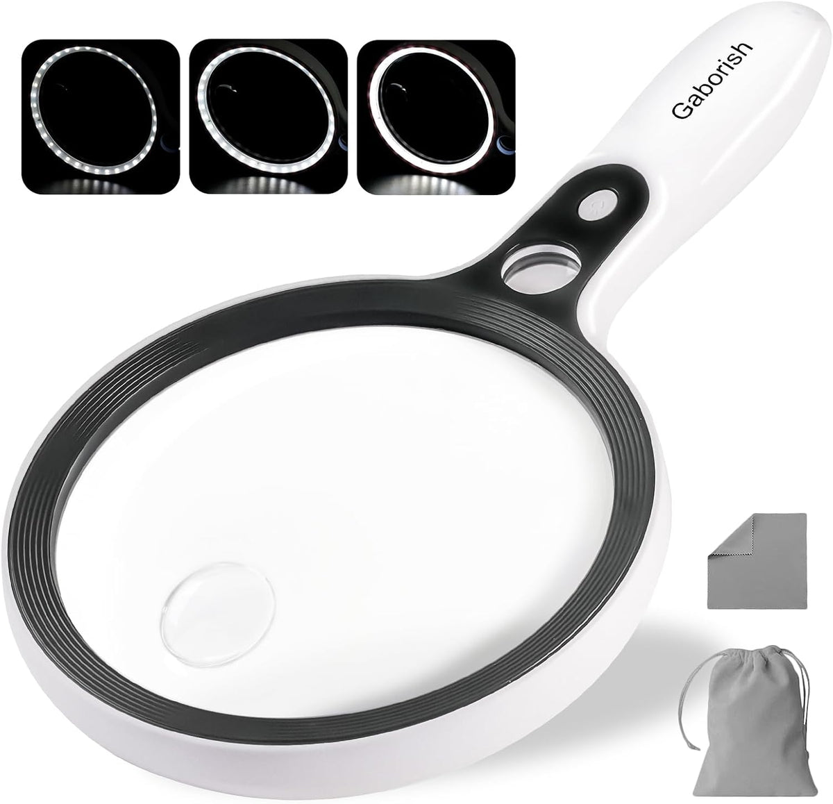 (USADO) Lupa Grande con 37 Luces LED | Aumento 10X 20X 45X de Mano Iluminada | 3 Modos de Luz para Lectura de Adultos Mayores, Inspección, Monedas y Trabajo de Cerca