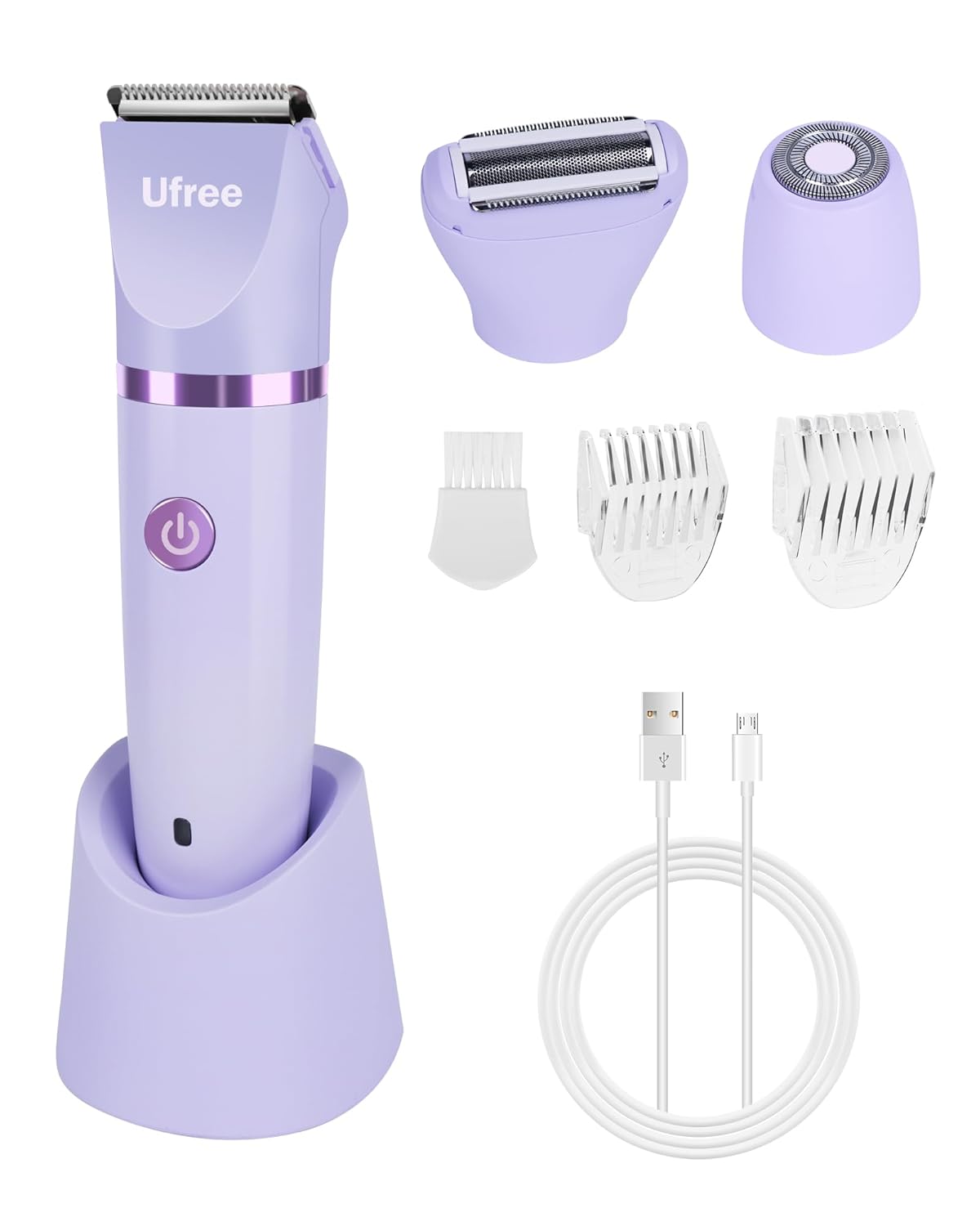Ufree Bikini Trimmer – Afeitadora Eléctrica Recargable para Mujer, Resistente al Agua IPX7, Color Morado