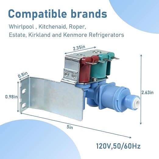 Válvula de Entrada de Agua W10179146 — Repuesto Compatible con Whirlpool, Kenmore, Maytag, Amana e IKEA