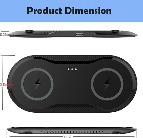 Cargador inalámbrico rápido 2 en 1 de 30 W, almohadilla de carga inalámbrica, estación de carga inalámbrica dual de 15 W para Samsung iPhone, AirPods tipo C, cable incluido, negro