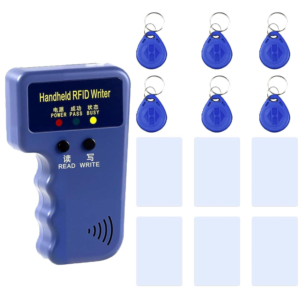 Lector Escritor Tarjeta RFID 125KHz Portátil Tarjeta ID Inteligente para T5577 o EM4305, Incluye 6 Tarjetas Blancas y 6 Llaveros T5577 Grabables Rellenos Medias Navidad Hombre