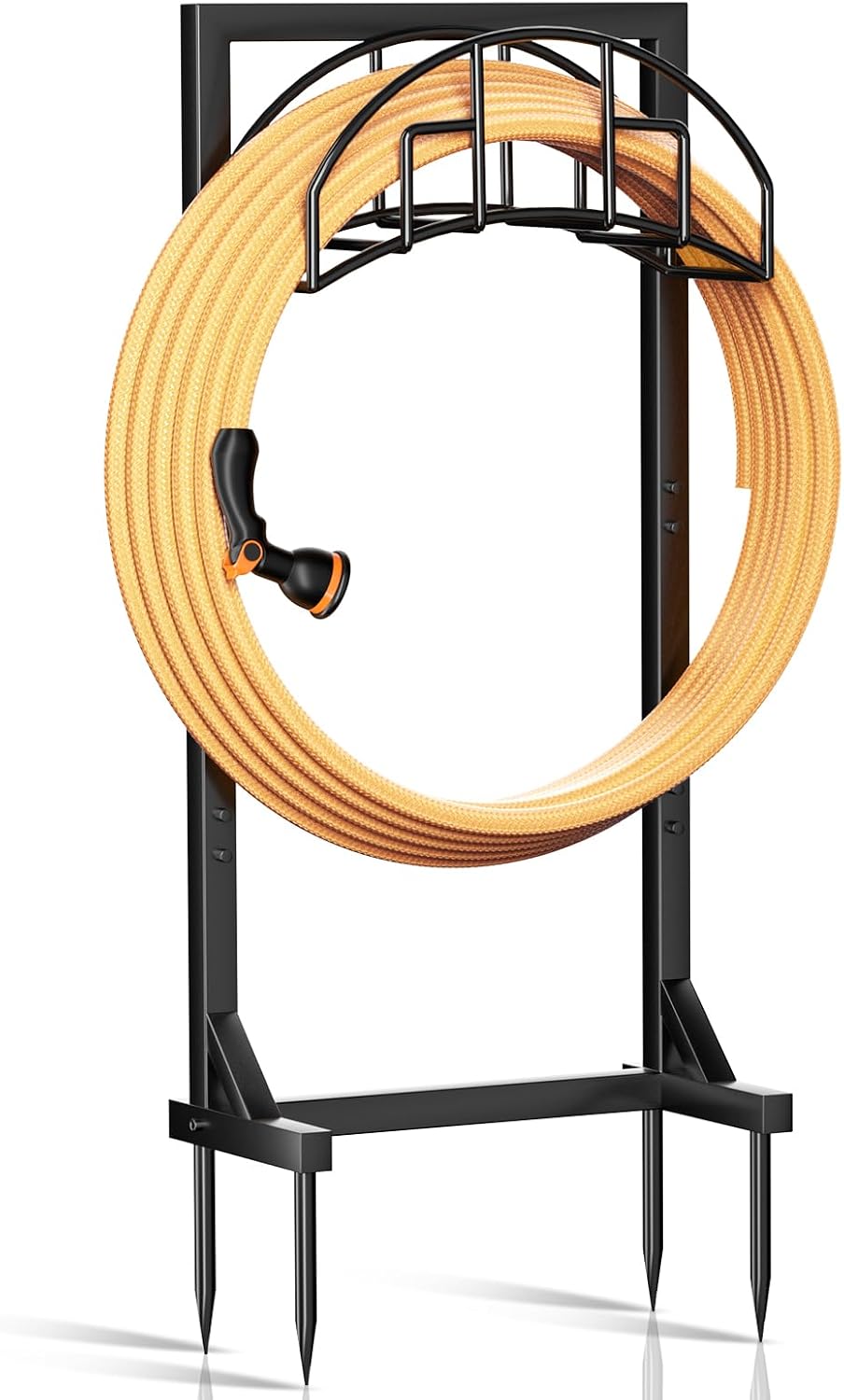 TKYHRMAS Soporte para Manguera de Jardin | Portamanguera de Metal Desmontable para Exterior | Base Independiente de Alta Resistencia | Sostiene hasta 150 Pies de Manguera