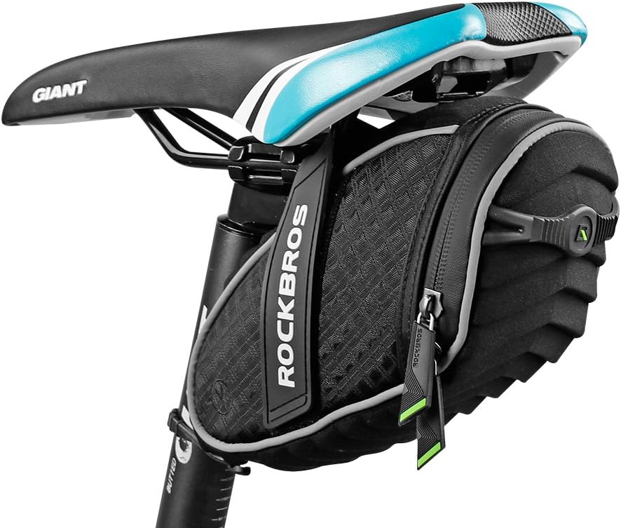 Bolsa para sillín de bicicleta ROCKBROS, bolsa para sillín de bicicleta debajo del asiento, carcasa 3D, bolsa para sillín de ciclismo para bicicletas de montaña y carretera, color negro.