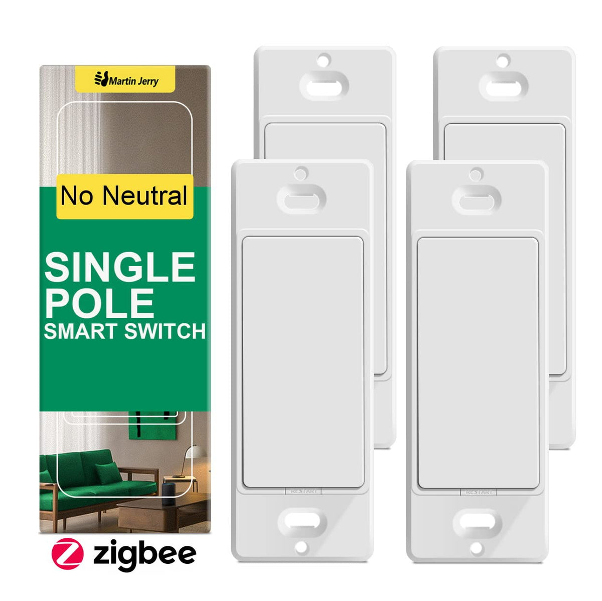 IFALTAN TORNILLOS Y ES USADO-nterruptor Inteligente Zigbee sin Neutro (4 Pack) | Compatible con Alexa y Google Home | Para Hogar Inteligente