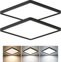 12 Inch Square LED Flush Mount Ceiling Light, 30W, 3000LM Square Light Fixture 3000K/4000K/6000K CCT Selectable, LED Flat Panel Ceiling Light Fixture for Bedroom,Kitchen,Living Room (2PK-Black)