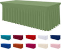 Smiry Mantel de Spandex Elastico Ajustado para Mesas Rectangulares de 4 pies | Impermeable y Lavable | Cubre Mesa para Exteriores, Bodas y Fiestas | Verde Salvia