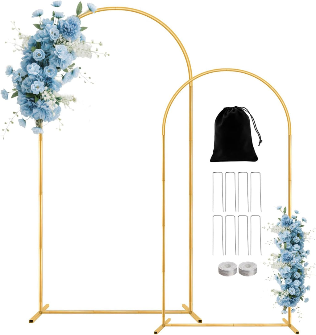 Soporte de arco metálico para fondo, soporte de arco para bodas de 2, 2 m + 1, 8 m, juego de 2 soportes de arco para fondo, soporte de arco metálico para el Día de San Valentín, ceremonia de boda, fiesta de cumpleaños, baby shower